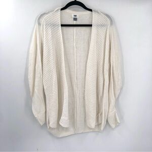 OLD NAVY Knit Cardigan Sweater Slouchy White Ivory Open Large Ribbed Knit Women